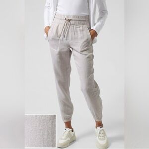 Athleta Cabo Linen Jogger Size 6 Micro Cheetah Abalone Grey
